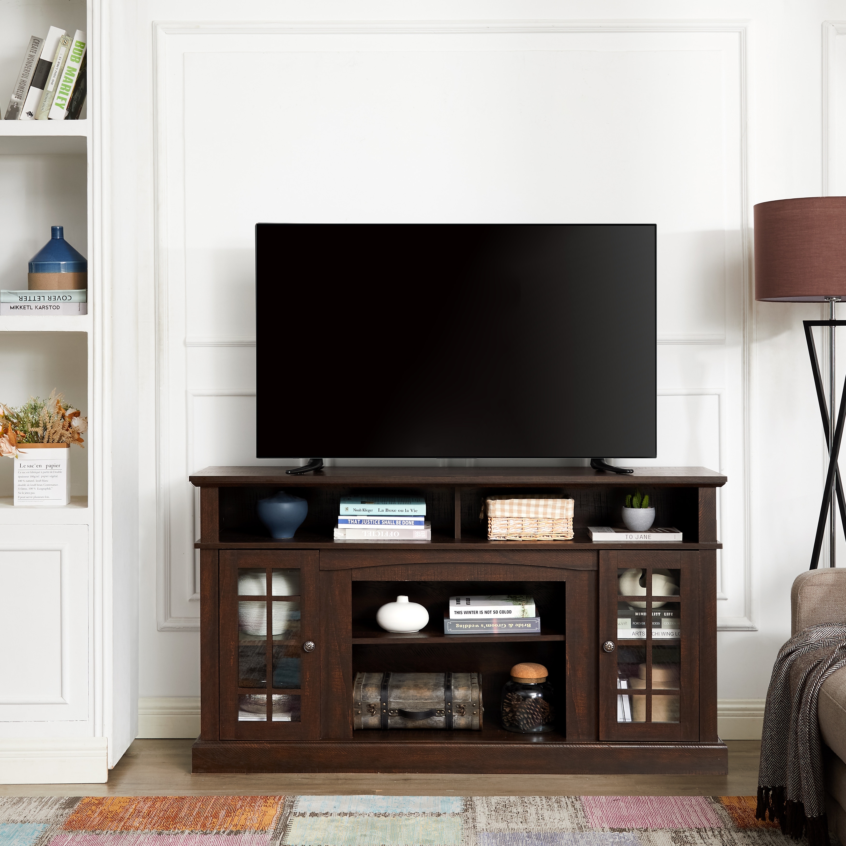 Classic TV Media Stand Modern Entertainment Console for TV Up to 65" with Open and Closed Storage Space