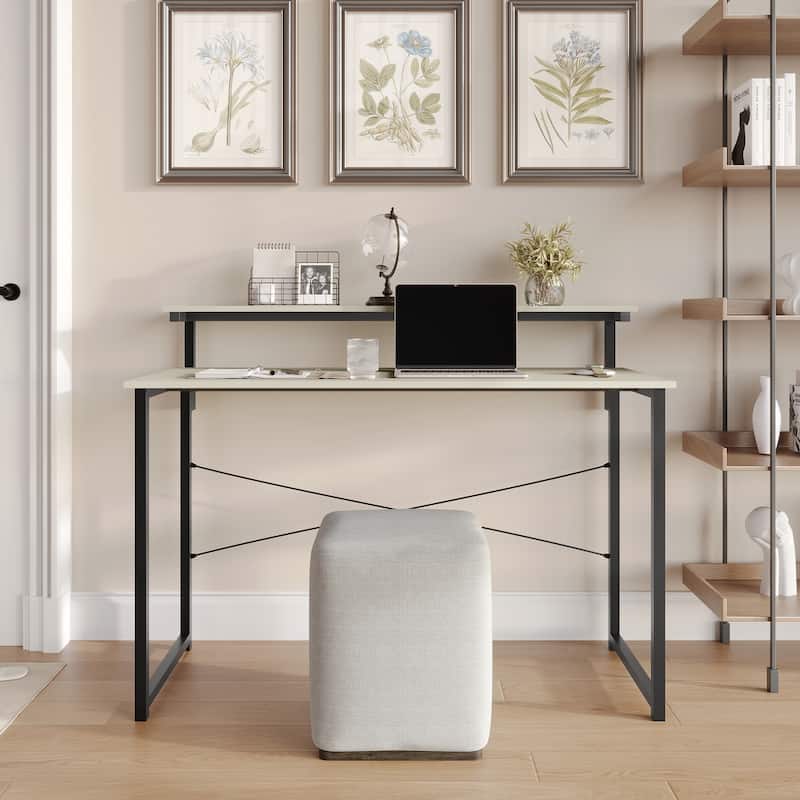 CraftPorch Minimalist 47-Inch Metal Computer Desk With Shelf
