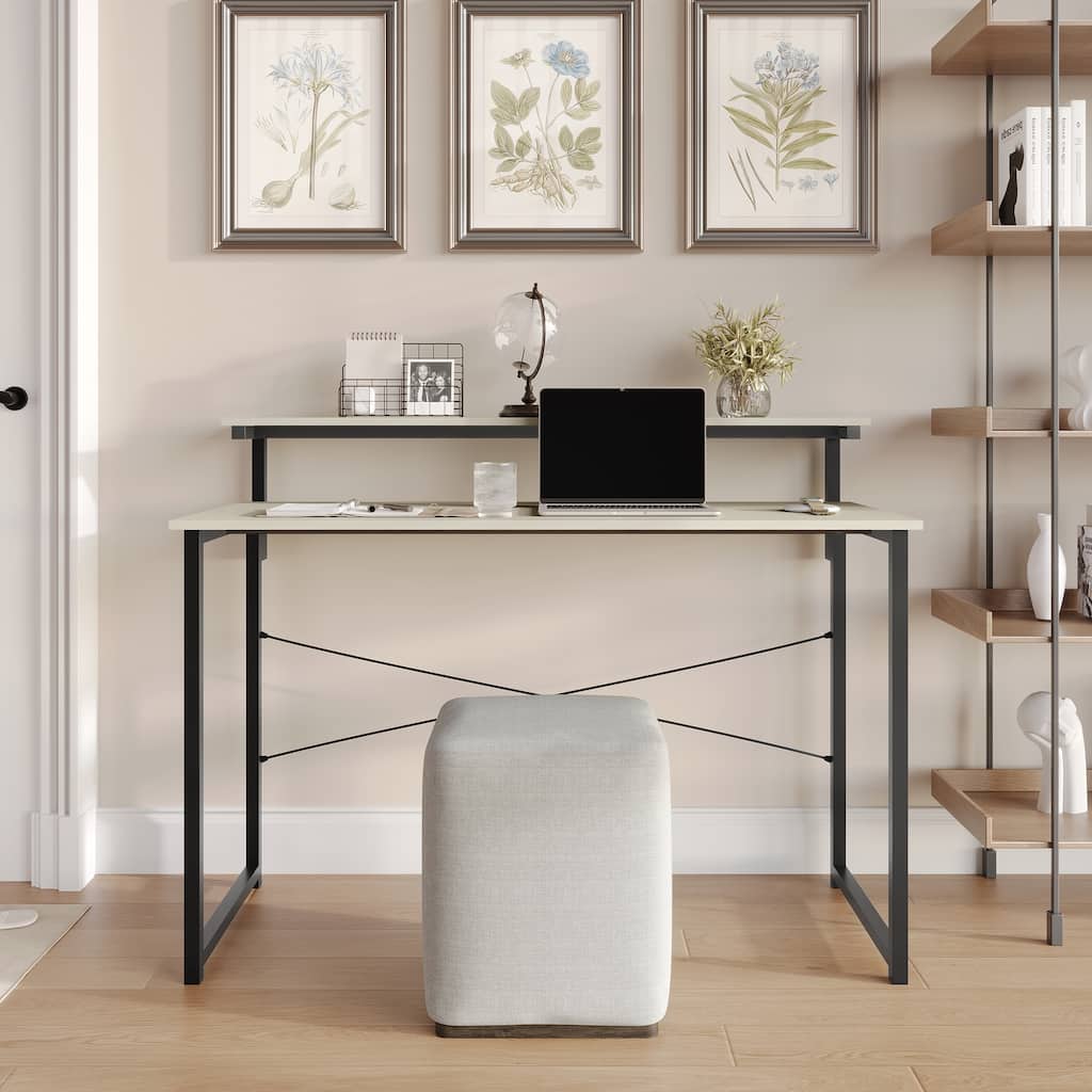 CraftPorch Minimalist 47-Inch Metal Computer Desk With Shelf