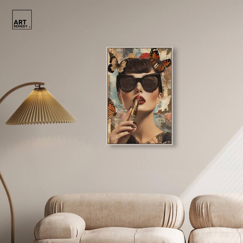 Iconic Lady Butterfly Collage II Canvas by Art Remedy