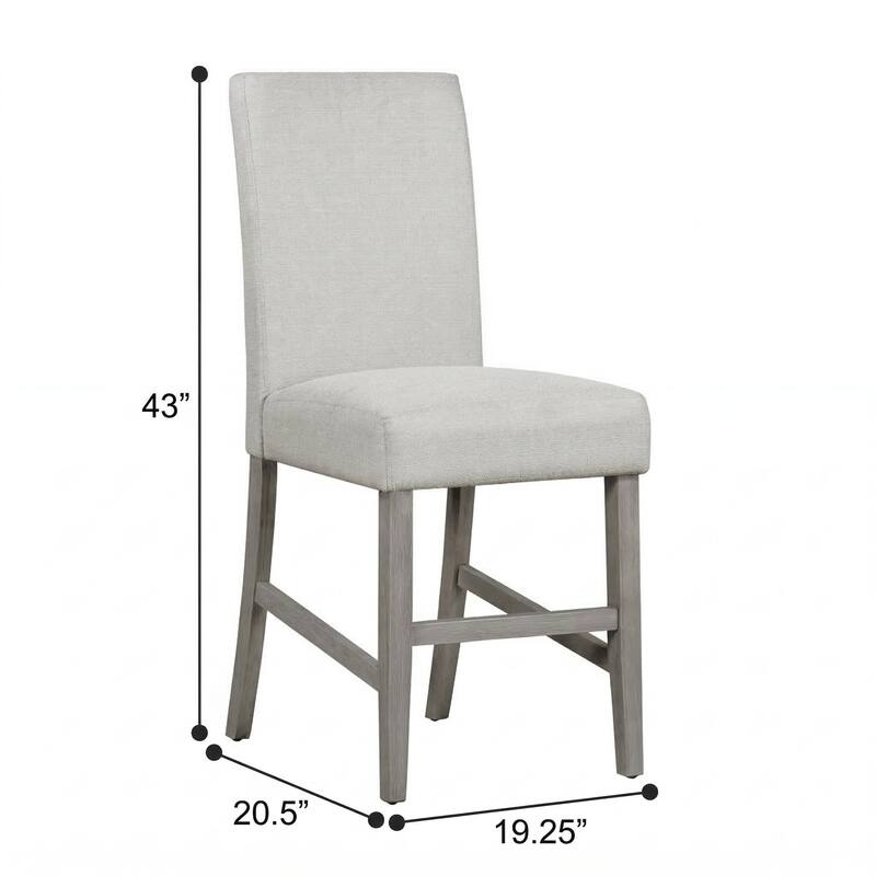 Carolina Chair & Table Bar Stool with Grey Upholstery and Brushed Acacia Wood Frame (Set of 2)