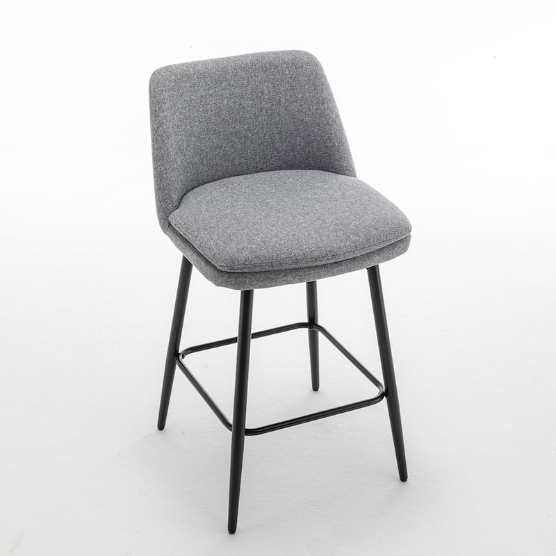2PCS Swivel Linen Metal Legs Bar Stools