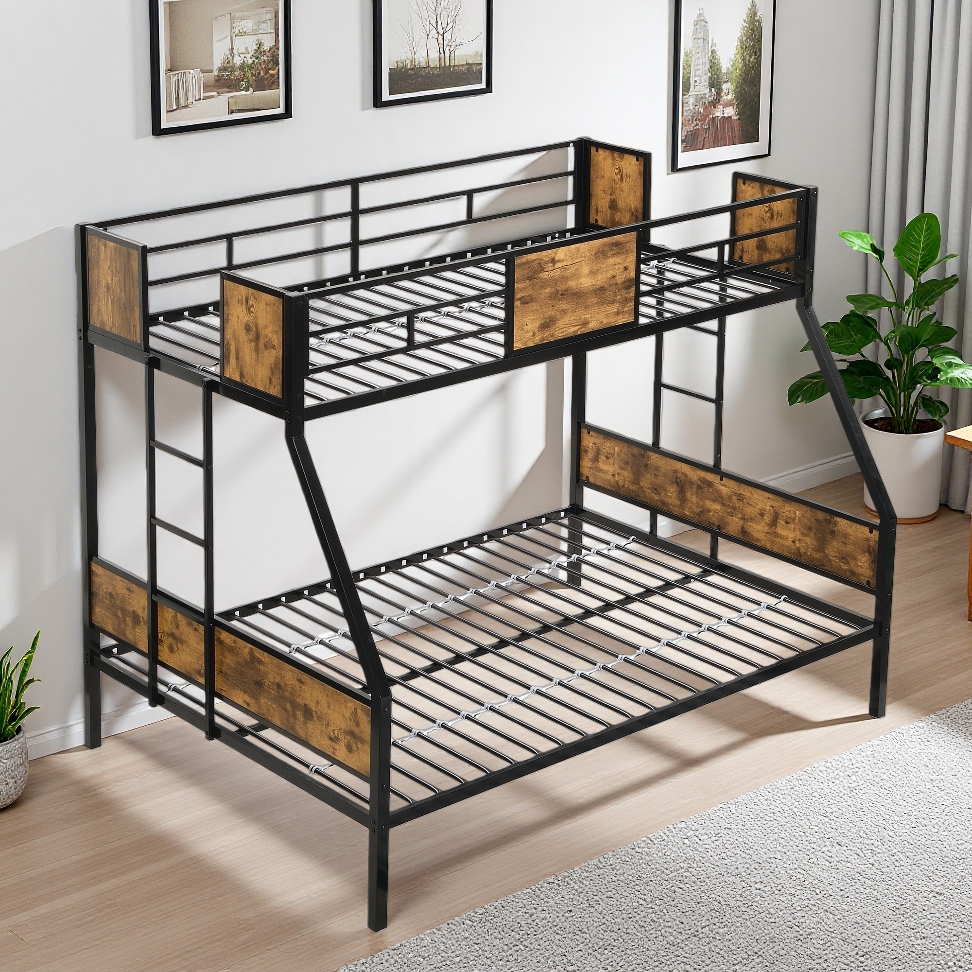 Twin over Full Metal Bunk Bed with Storage