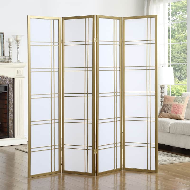 4-Panel Room Divider Screen - Gold