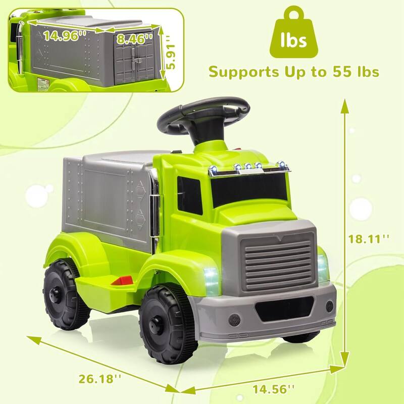 Ride on Truck, Kids Electric Car with Storage for 3+ Best Kids Gift, Green