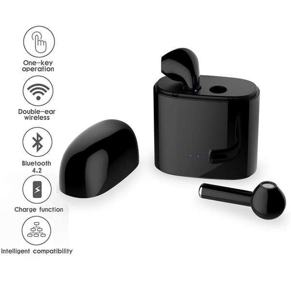 Wireless Black Universal Bluetooth 4.2 Headphones by Indigi® - with Charging Dock