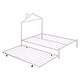 preview thumbnail 5 of 12, Full Metal Platform Bed with Twin Trundle, House-Shaped Headboard Design, Non-Noise Bedroom Low Bed Frame W/Support Slats, Pink