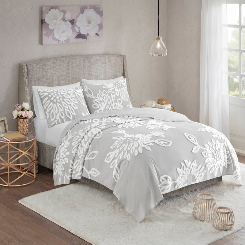 Madison Park Pansy Tufted Cotton Chenille Floral Comforter Set