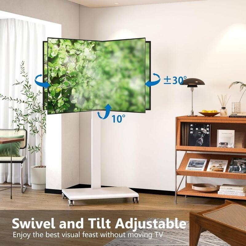 Hand Crank Lift TV Stand with Wheels