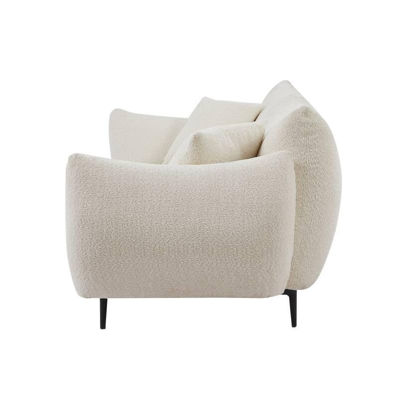 64" Classic Fabric 2-Seater Sofa with Wood Frame & 2 Pillows