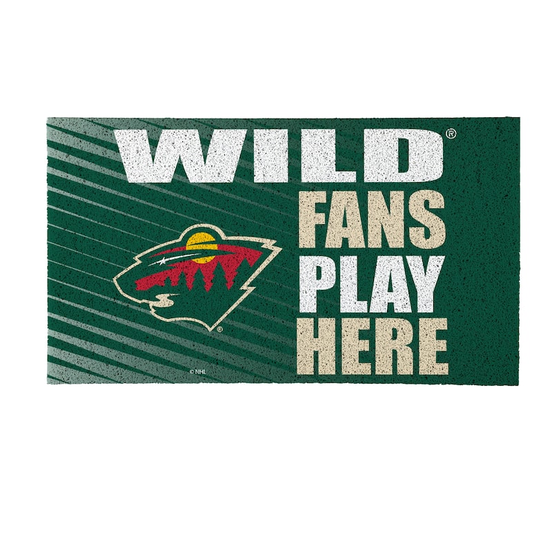 28 in. x 16 in. Minnesota Wild "Fans Play Here" PVC Door Mat