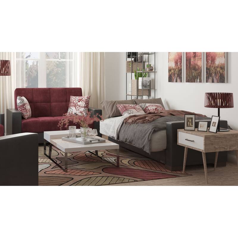 Collection Upholstered Convertible Loveseat With Storage