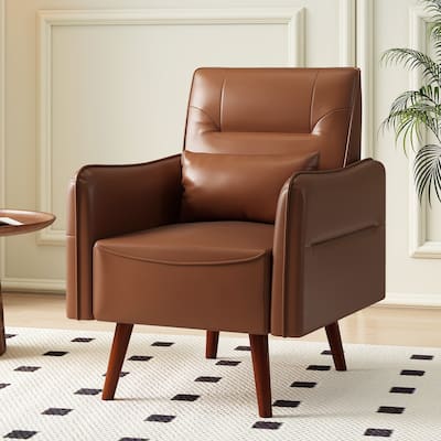Button Tufted Fabric Accent Chair Armchair with Solid Sagwan Wooden Frame