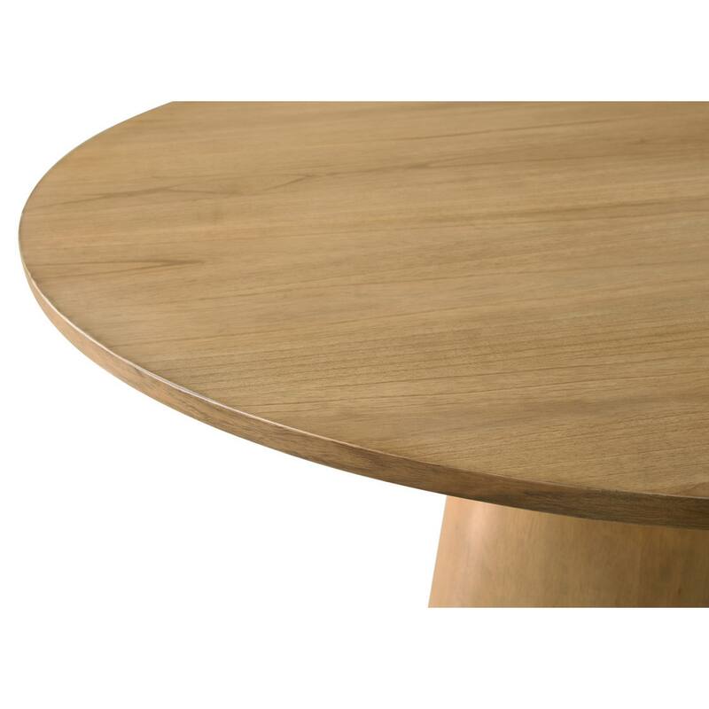 Yuvi 47 Inch Dining Table, Round Tabletop, Pedestal Base, Brown Finish