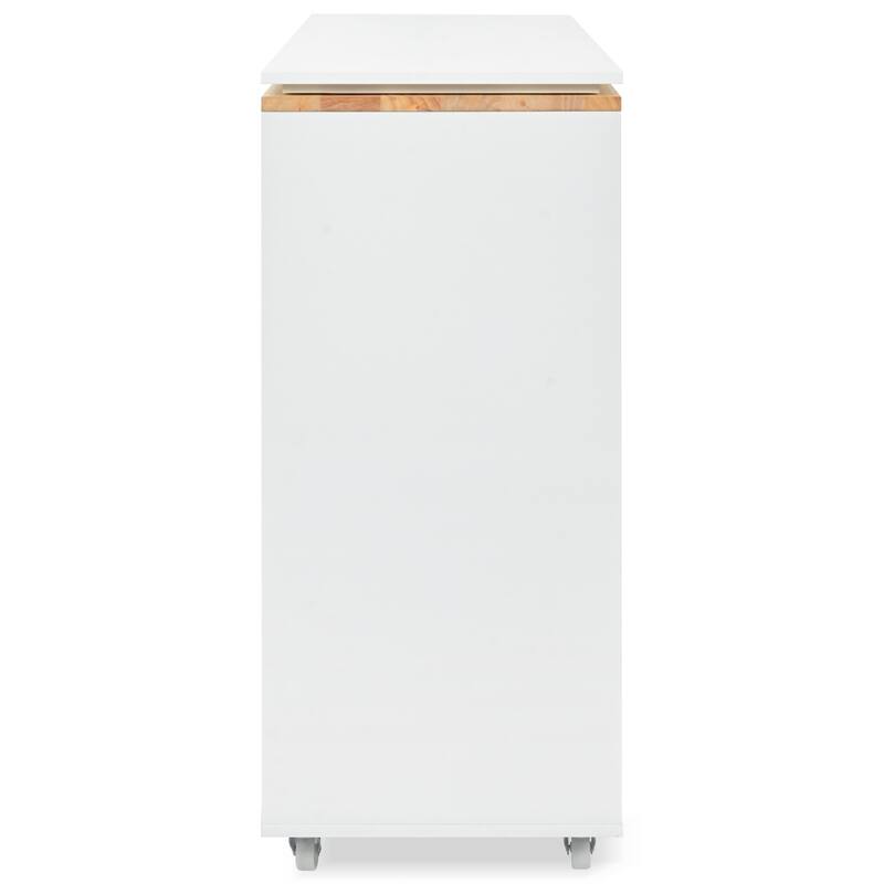 Elask MDF Rolling Kitchen Island With Extended Table and LED Lights(33-in x17-in x37-in)