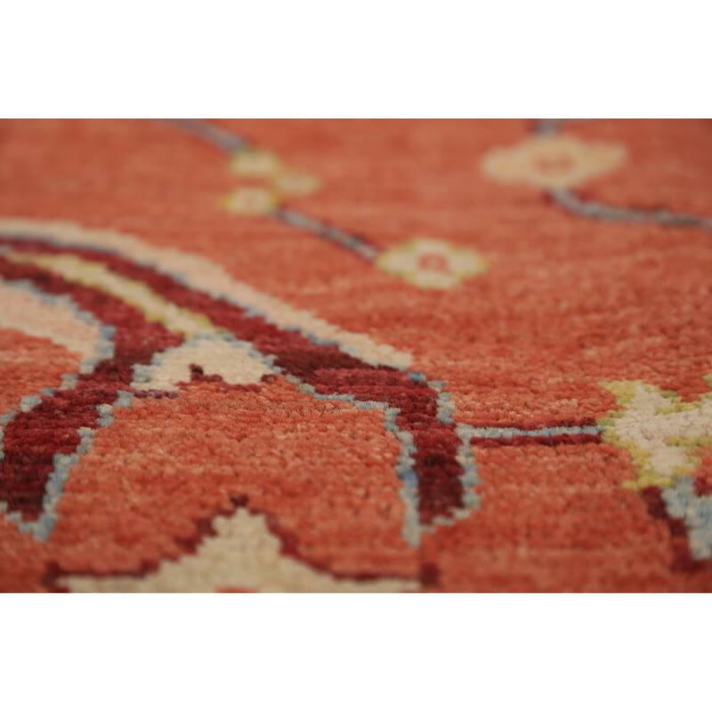 Vegetable Dye Orange Heriz Serapi Oriental Rug Handmade Wool Carpet - 8'11"x 11'8"