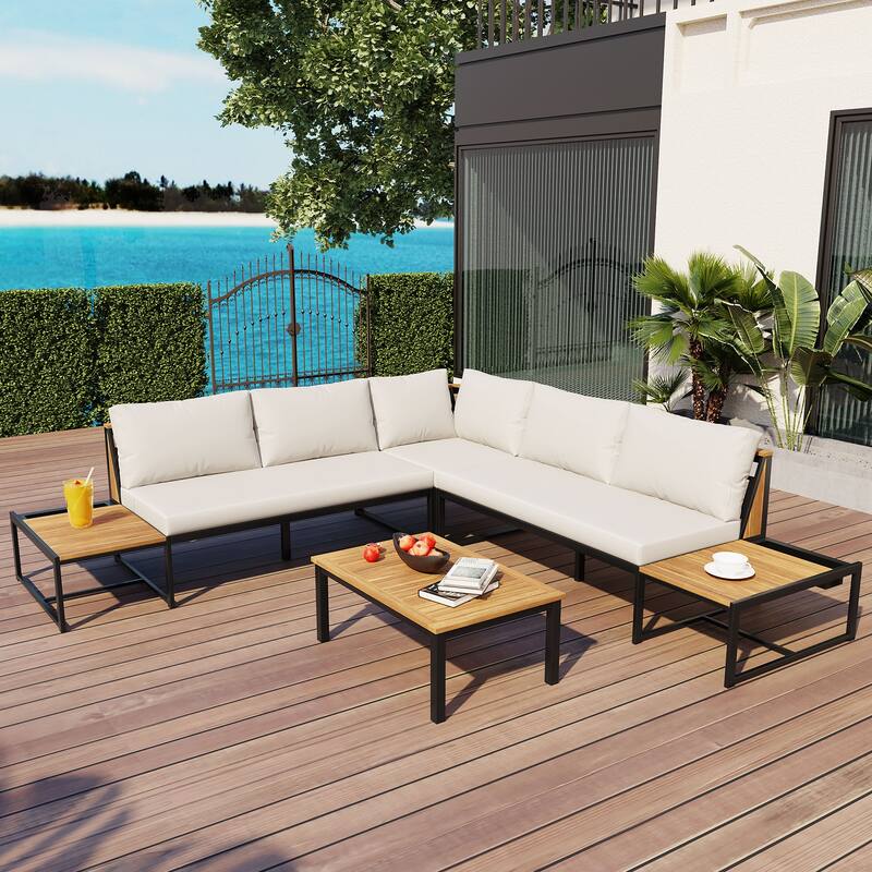 Sleek and Modern 4-Piece Patio Furniture Set by Leisure Zone - Beige