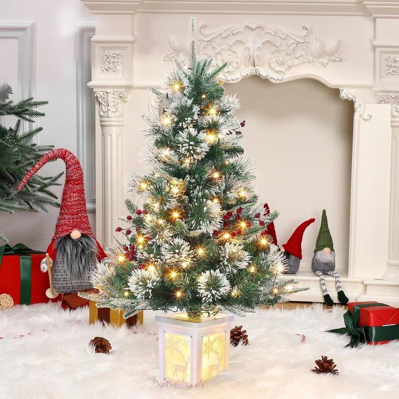 3 Ft Artificial Pre-Lit Christmas Tree, Deer lightbox Box