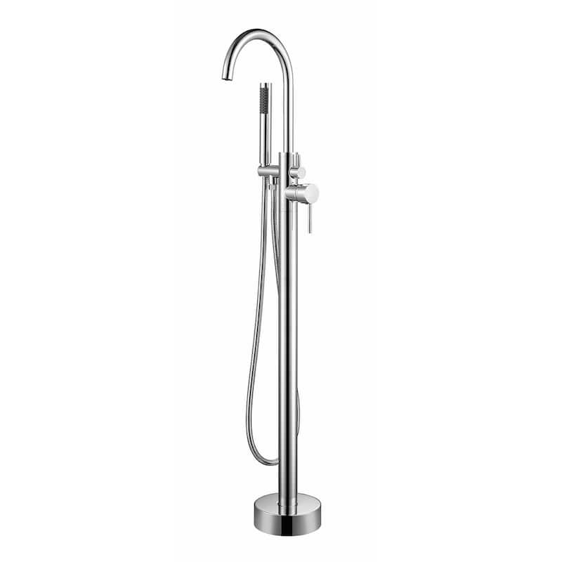 Lago Free Standing Bathtub Filler/Faucet w/ Handheld Showerwand - N/A - Chrome
