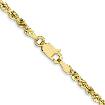 Curata 10k Yellow Gold Solid 7" 8" or 9" 2.75mm Diamond Cut Rope Chain Bracelet for men or women