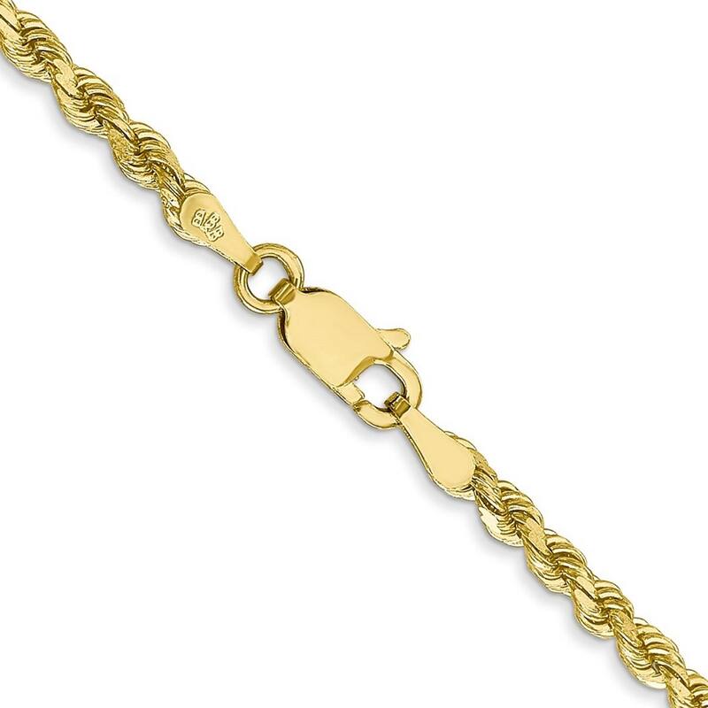 Curata 10k Yellow Gold Solid 7" 8" or 9" 2.75mm Diamond Cut Rope Chain Bracelet for men or women