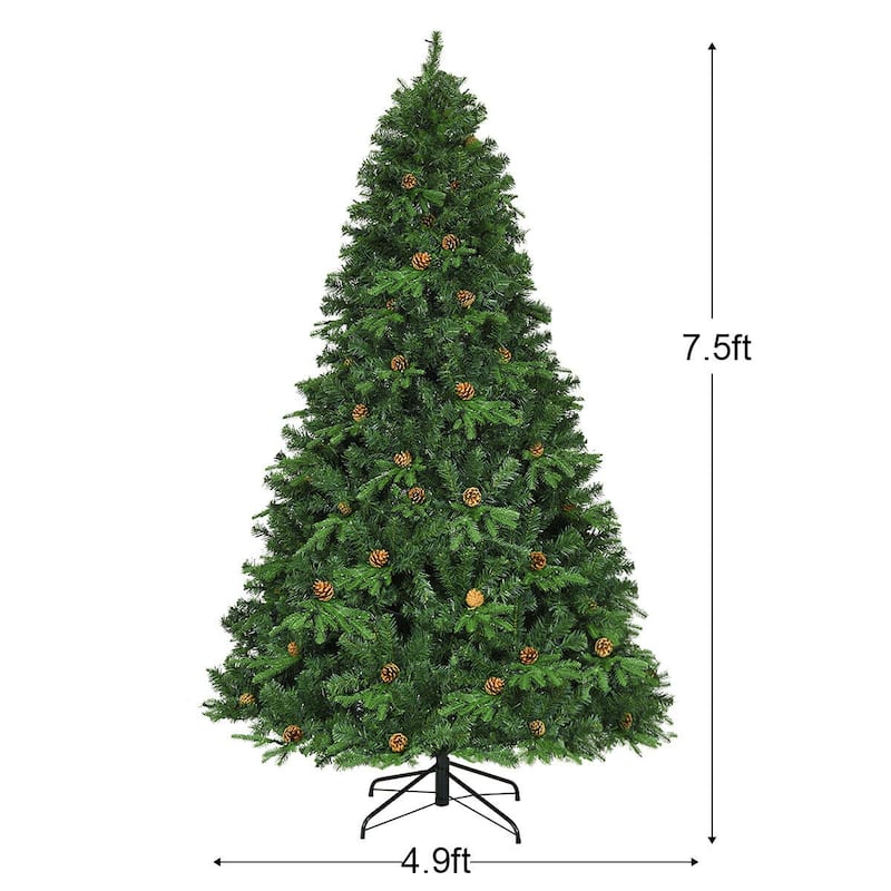 Gymax Pre-Lit 7.5' Artificial Christmas Tree Hinged LED Lights Pine - See Details