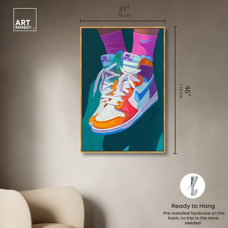 Colorful Sneaker Jump Canvas by Art Remedy