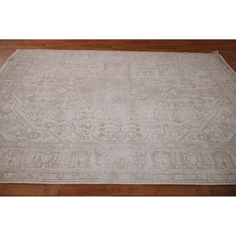 Distressed Tabriz Persian Vintage Rug Handmade Oriental Wool Carpet - 6'3" x 9'6"