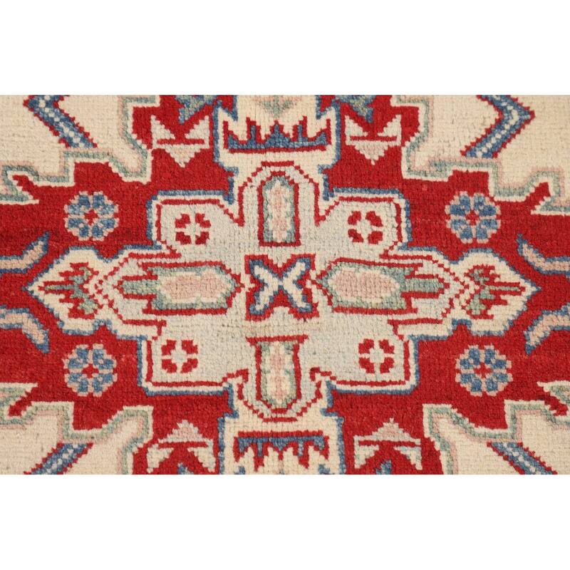 Beige / Ivory Kazak Area Rug Hand-Knotted Wool Carpet - 5'1" x 6'11"