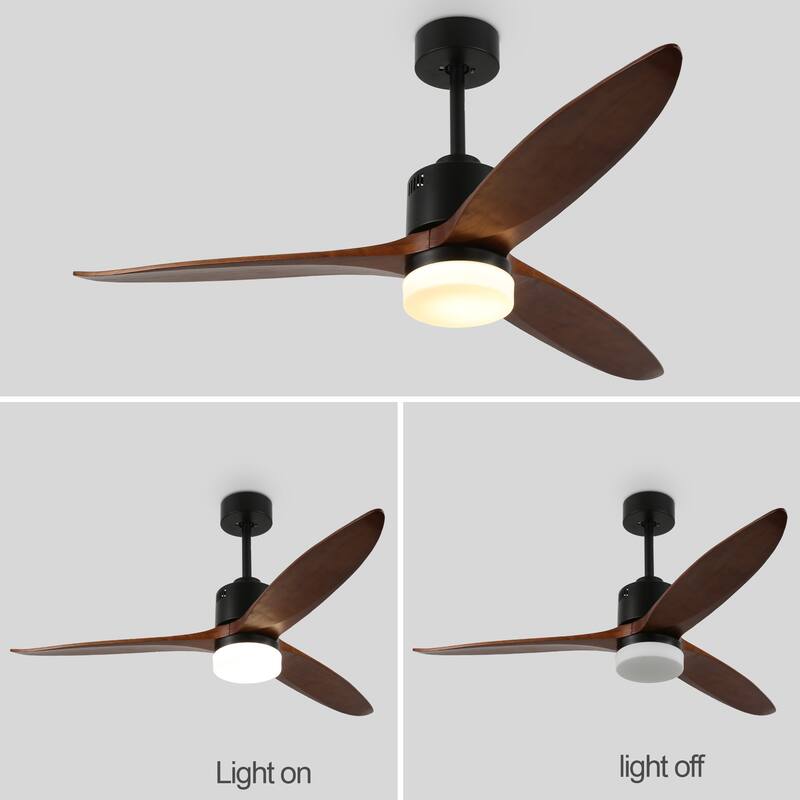 Oaks Aura 52 in. LED Solid Wood Reversible Walnut Ceiling Fan With