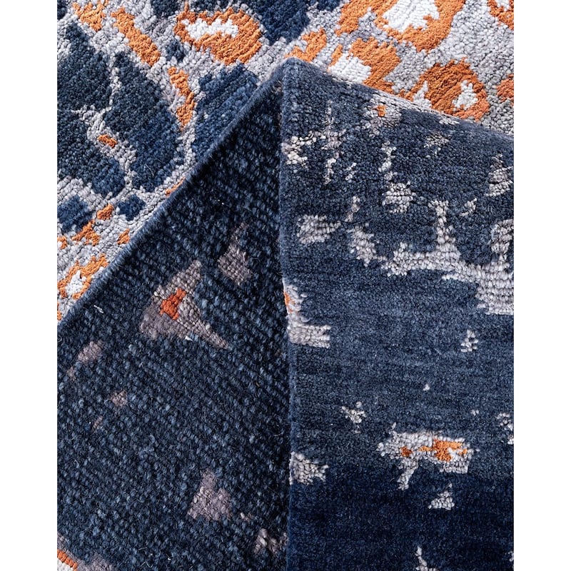 Modern One-of-a-Kind Hand-Knotted Area Rug, Blue - 8' 1" x 10' 1"