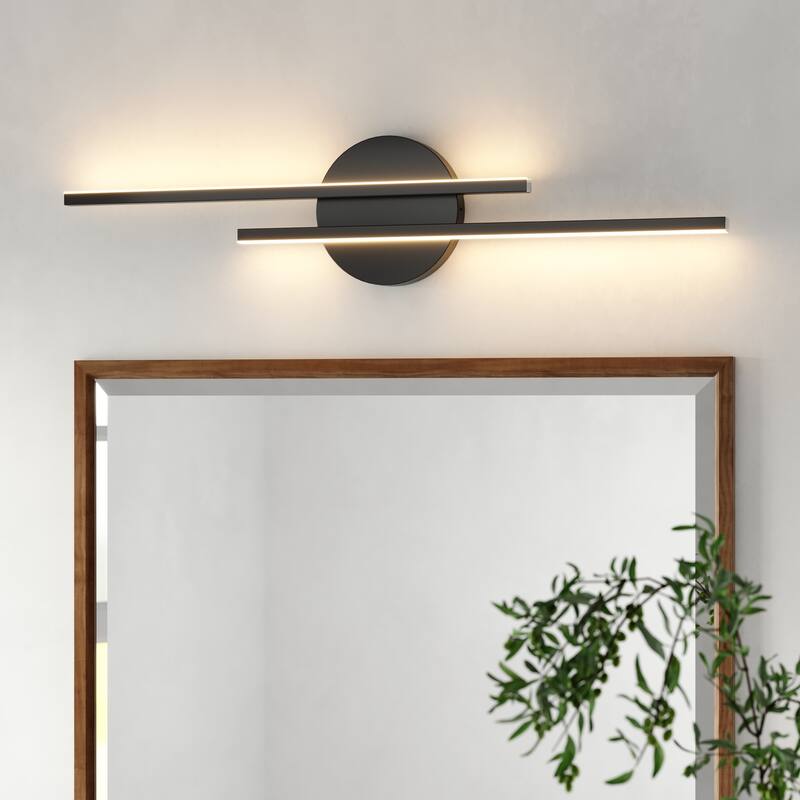Modern Fixtures 21" Bathroom Vanity Lights Over Mirror Wall Sconce - Black