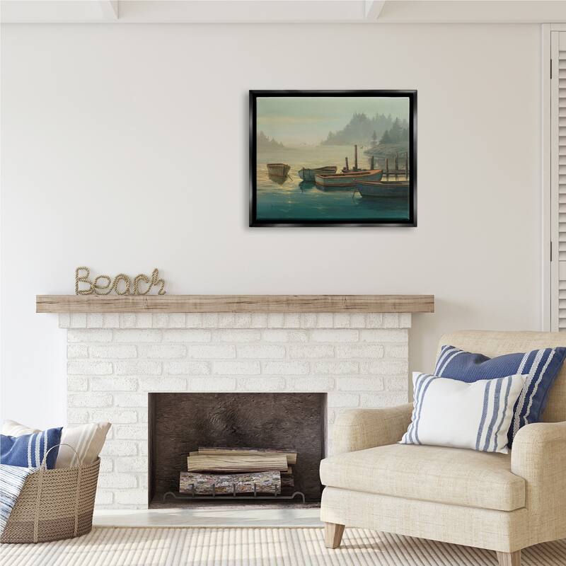 Stupell Docked Boats Landscape Framed Floater Canvas Wall Art Design by Michael Humphries