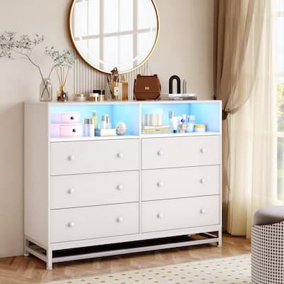 6 Drawer Double Dresser TV Stand, Bedroom Dresser