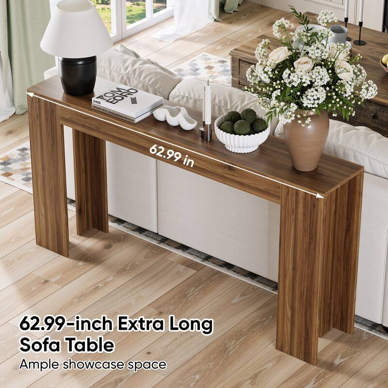 Roomfitters Japandi Minimalist Waterfall Console Table, Modern Slim Entryway Hallway Sofa Table for Small Spaces