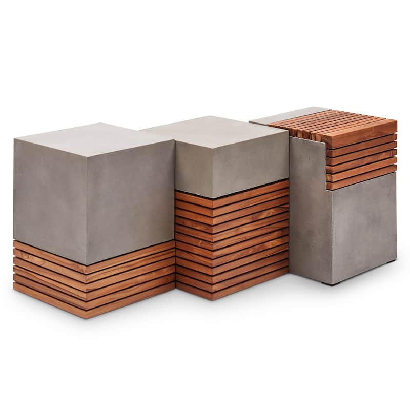 Urbia Stecca Cascata Concrete & Teak Stool