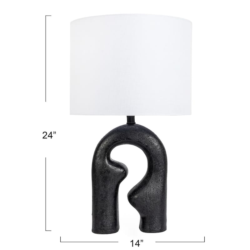 Resin Table Lamp with Linen Drum Shade