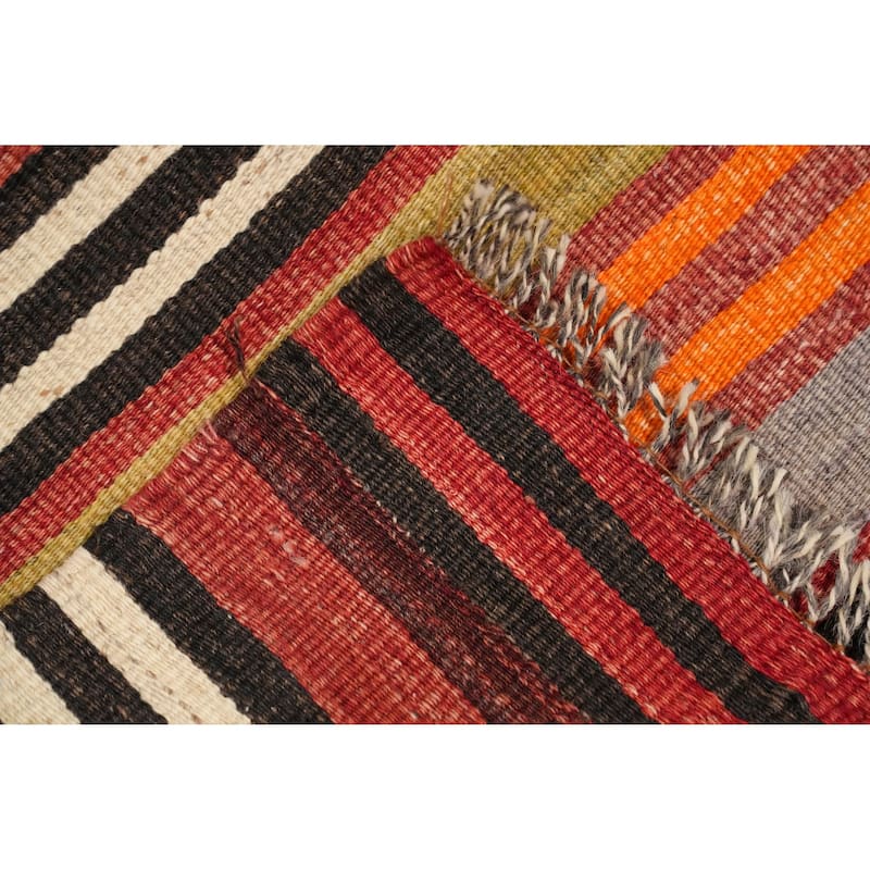 Hand Woven Oriental 100% Wool Carpet Southwestern Geometric Multi-Colored Kilim Area Rug - 8' 7'' X 5' 1''