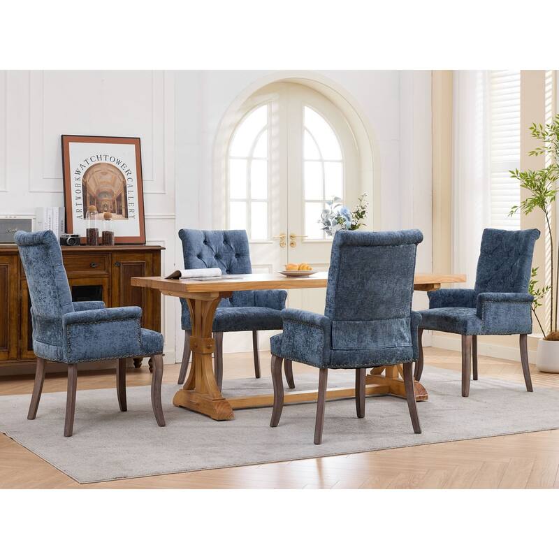 Roomfitters Upholstered Dining Chairs with Barrel Back and Wood Legs, Modern Accent Side Chairs for Living Room