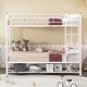 preview thumbnail 3 of 22, Twin Over Twin Metal Bunk Bed with Shelf and Guardrails for Home