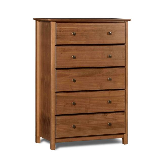 Grain Wood Furniture Shaker 5-drawer Solid Wood Chest