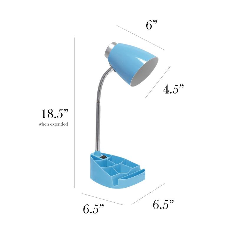 18.5 in. Chrome Finish Table Lamp with Blue Shade, Desk Lamp for Writing and Computer Desks