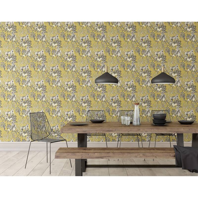 Morris Mustard Tropical Jungle Wallpaper