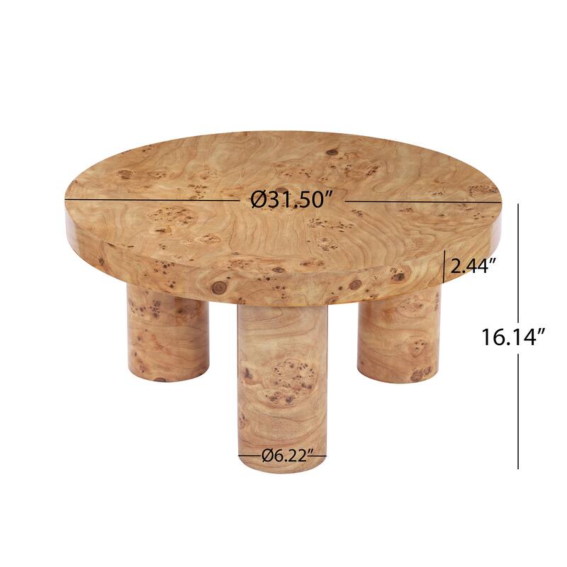 Christopher Knight Home - Barrister Modern 31.5" Round Coffee Table with Sculptural 3-Leg Base, Versatile for Living Areas