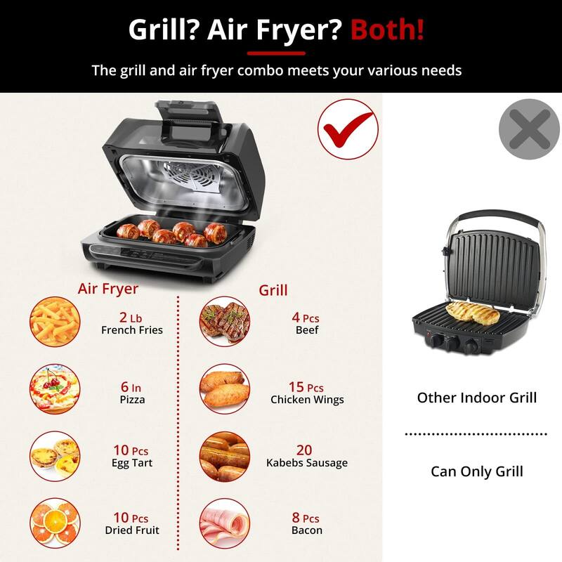 7-in-1 4-Quart Smokeless Indoor Grill Air Fryer Combo - N/A