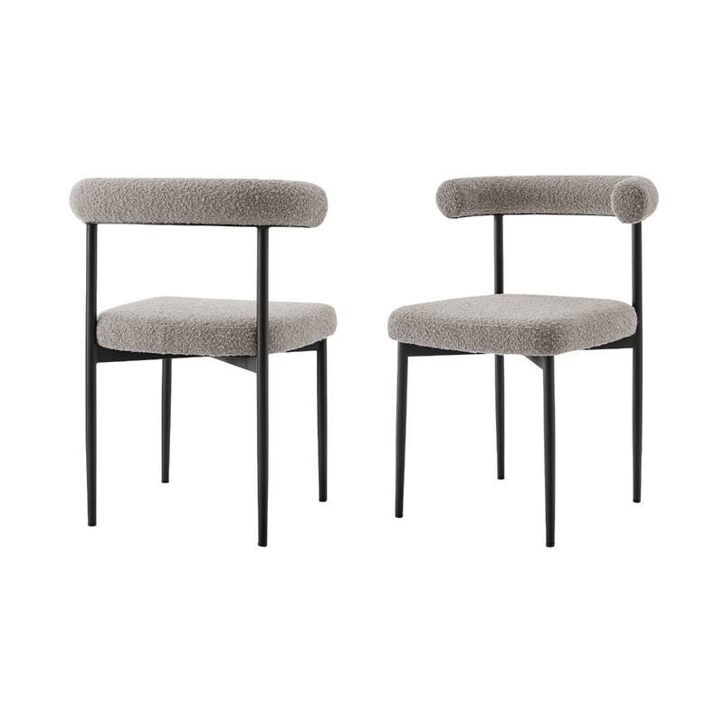Set of 2 Upholstered Open Back Dining Chairs with Metal Legs - 20.50” x 23.50” x 30.50”