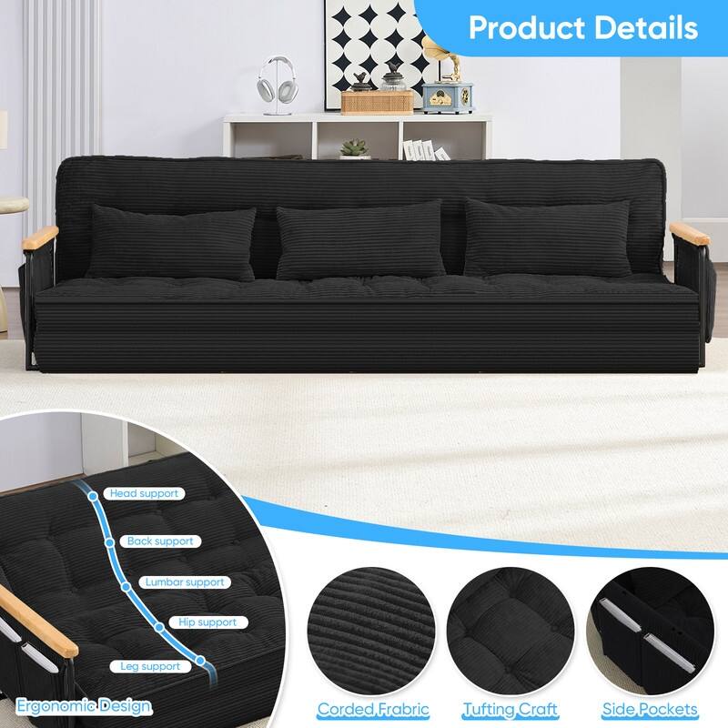 Mixoy Muti-Functional Folding Floor Sofa Bed,3-Seater,2-Seater,1-Seater Lazy Futon Sofa with 6 Position Adjustable Backrest