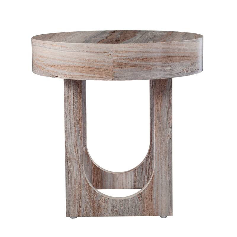 SEI Furniture Chadwick Contemporary Brown Faux Stone Side Table