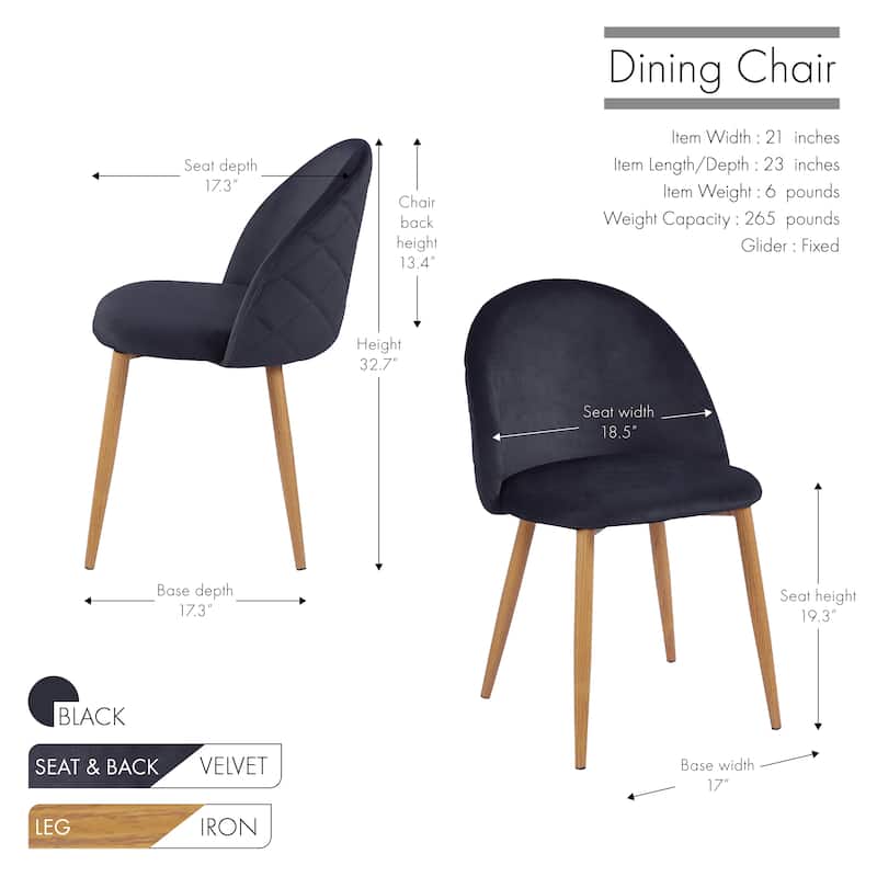 Porthos Home Jailyn Dining Room Chairs Set Of 2, Velvet And Metal