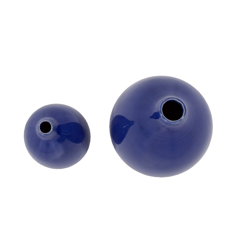 HomeRoots Set of Two Cobalt Bud Ceramic Table Vase
